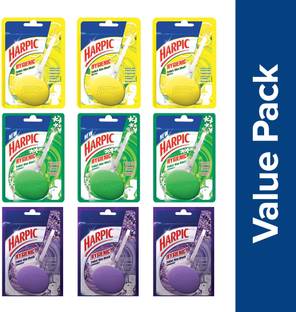 Harpic Pack of 9 (3X3, 26gm each)-Citrus, Lavender, Jasmine Toilet Cleaner Rim Block Block Toilet Cleaner