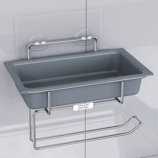 Impulse by Plantex Self Adhesive Toilet Paper Holder/Tissue Paper Roll Holder with Mobile Stand Stainless Steel Toilet Paper Holder