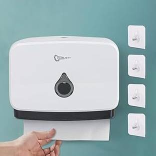 Spotview Fold Paper Dispenser for Home Bathroom - White (Pack of 1) Plastic Toilet Paper Holder