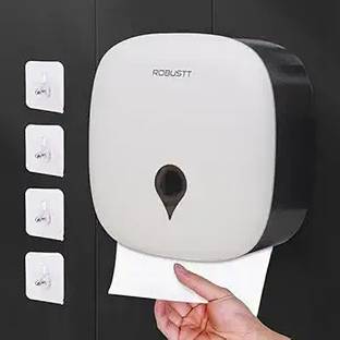 Spotview Fold Paper Dispenser for Home Bathroom - White (Pack of 1) Plastic Toilet Paper Holder