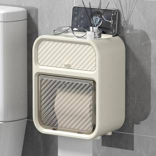 KitchExpo Tissue Box Case,Toilet Paper Storage Box with Drawer Wall Mounted Holder Plastic Toilet Paper Holder