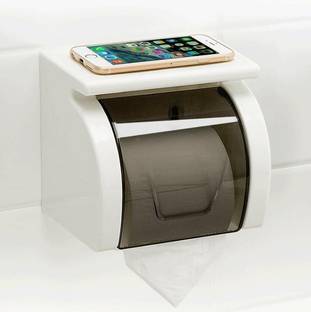 Zeinwap Magic Sticker Series Toilet/Tissue Paper Holder with Mobile Rack Standard Size Plastic Toilet Paper Holder