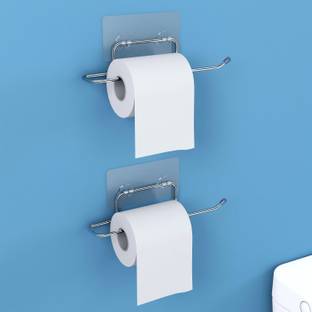 Plantex Self Adhesive Toilet Paper Holder/Tissue Paper Roll Holder for Bathroom-Pack 2 Stainless Steel Toilet Paper Holder