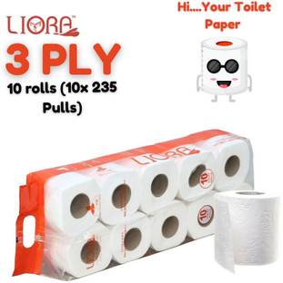 Liora Ultra-Soft, Highly Absorbent Tissue Paper Rolls - 235 Pulls x 10 Rolls Toilet Paper Roll