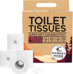 The Honest Home Company Toilet Roll, 2PLY, Toilet Tissues- (4 Rolls , 1200 Pulls) Toilet Paper Roll
