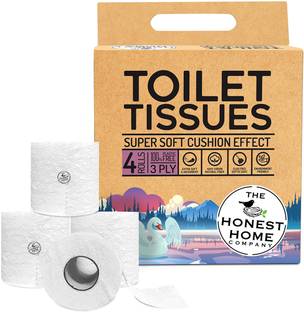 The Honest Home Company Toilet Roll, 3Ply , Toilet Tissues-( 4 Rolls, 1200 Pulls ) Toilet Paper Roll