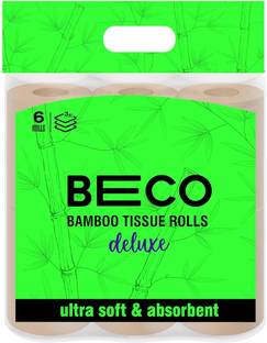 Beco Bamboo 3-Ply-160 Pulls Each, 100% Natural, Unbleached,Eco-Friendly Toilet Tissue Toilet Paper Roll