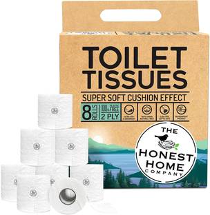 The Honest Home Company 2Ply Toilet Paper Tissue Roll 2,400 Pulls - (8 Rolls x 300 Pulls) Toilet Paper Roll