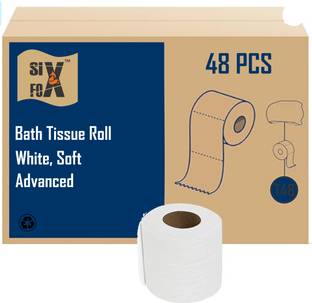 Six Fox 2 Ply Toilet Paper Tissue Roll Family Pack OF 48 (400 Sheets Per roll) Toilet Paper Roll