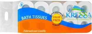 KRESSA Toilet Paper 2 Ply 10 Rolls 200 Pulls Per Roll 100% Natural Virgin Pulp Toilet Paper Roll
