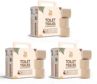 IMECO 100% Natural, Soft & Highly Absorbent | 4 Rolls X 220 Pulls Each | Pack of 3 Toilet Paper Roll