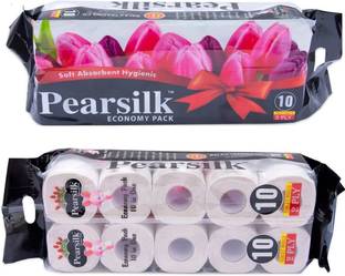 Bullcraft Pearsilk Toilet tissue paper roll, 2 Ply, 10 rolls Toilet Paper Roll Pack Of 10 Toilet Paper Roll