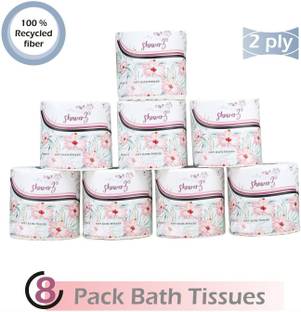 ShowerZ 2 Ply Tissue Toilet Paper Roll (Pack of 8) Toilet Paper Roll