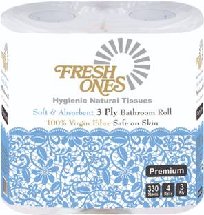 Fresh Ones Bathroom Rolls (4 Rolls X 330 Sheets X 3 Ply) Toilet Paper Roll