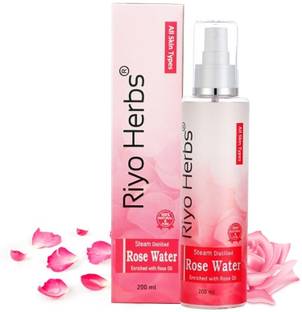 Riyo Herbs Steam Distilled Rose Water Spray for Face - Face Toner, Skin Toner, Makeup Remover - For All Skin Types Women & Men Men & Women