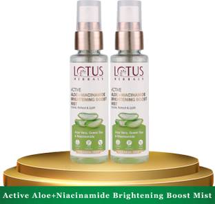 LOTUS HERBALS Active Aloe + Niacinamide Brightening Boost Mist ( Pack of 2 ) ( 50ml * 2 ) Men & Women