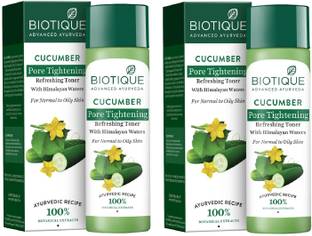 BIOTIQUE Bio Cucumber Pore Tightening Toner, 120ml (Pack of 2) Men & Women