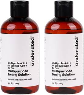 UNDERATED 8% GLYCOLIC ACID + 1% SALICYLIC ACID + 1% GDL MULTIPURPOSE TONING SOLUTION Men & Women