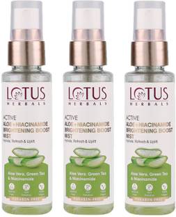 LOTUS HERBALS Active Aloe + Niacinamide Brightening Boost Mist ( Pack of 3 ) ( 50ml * 3 ) Men & Women