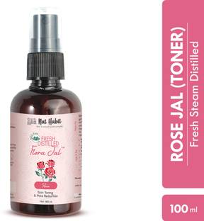 Nat Habit Pure Gulab Jal (Rose Water) | Toner, Face-Mist, Astringent, Body-Spray | Oil-Control, Acne-Control, Hydration, Face CTM | Ayurvedic, Pure & Fresh Made, Steam-Distilled, 100ml (Single Pack) Men & Women