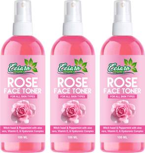 Cesaro Organics Rose Face Toner for Refreshing & Hydrating with Hazel & Peppermint Men & Women