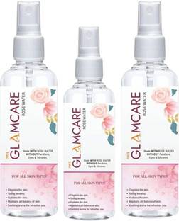 Glamcare NATURAL ROSE WATER For Face & Skin|Face Toner|Pack of 3 Men & Women