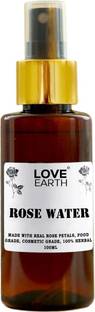 LOVE EARTH Rose Water Gulab Jal Face Mist Toner with real Rose Petals Men & Women