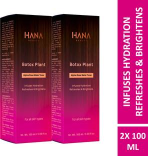 Hana Beauty Alpine Rose Water Toner | Botox Plant | Hydrate | Brighten | Refresh (Pack of 2) Men & Women