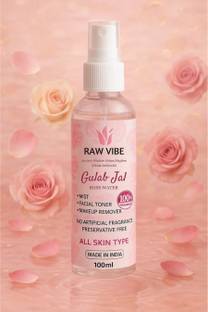 RAW VIBE 100% Natural Steam Distilled Rose Water Gulab Jal Toner Mist – 100ml Men & Women