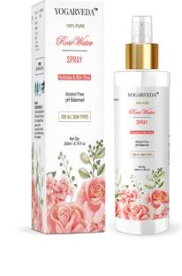 YOGARVEDA 100% Pure Rose Water Spray – 200 ml | Alcohol-Free | pH Balanced Men & Women