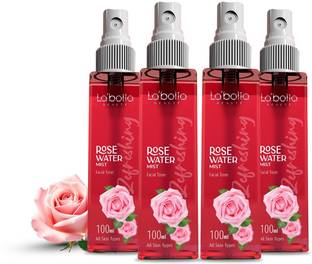 LABOLIA BEAUTE Pure Rose Water Mist Spray For Refreshed and Toned Skin | Pack of 4 for Men & Women
