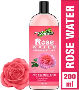 Ventina Organics 100% Natural Rose water face toner for glowing skin for all skin type Men & Women