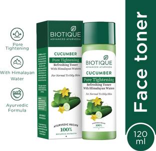 BIOTIQUE Cucumber Pore Tightening Toner|For All Skin Types | Clears & Tightens Pores Men & Women
