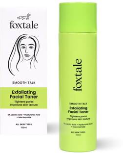 Foxtale 5% Lactic Acid Exfoliating Face Toner for Pore Tightening, Alcohol Free Men & Women