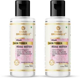 khadi ORGANIQUE Pure and Natural Rose Water Skin Toner Men & Women for all Skin Types Pack of 2 Men & Women