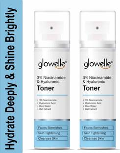 glowelle 3% Niacinamide & Hyaluronic Face Toner Skin Brightening Deep Cleanser & Hydrates Men & Women