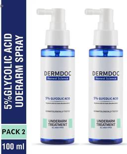 DermDoc Glycolic Acid Underarm Brightening Spray Treatment Pack of 2 for Daily Body Care Men & Women
