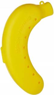 LSARI UU-35 Plastic Banana Case Food Storage Container, Banana Case Cover (Yellow) 18 cm Salad Tongs