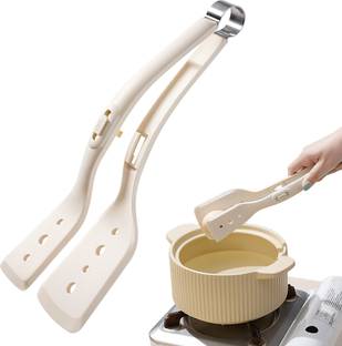 MAYCREATE Kitchen Turner Tong Utility Silicone Stainless Steel Lock Button 30 cm Utility Tongs