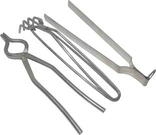 A2SK Stainless Steel Super Combo 3 Pieces Stainless Steel Wire Tong Pincers - Sandasi - Sansi - Heavy Kitchen Tool Combo 27 cm, 23 cm Roasting, Utility Tong Set