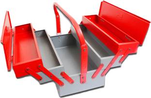 Venus hand tools VTB05 Metal Tool Box with 5 Compartment Box (Red) Tool Box with Tray