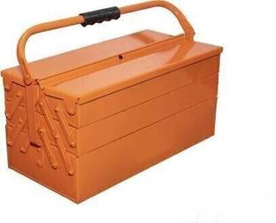 Solitaire 5 Compartments 4 Trays High Grade Metal Tool Box With Handle For Home Garage Hand Tools Machine Tools Hammer Drill Machine Nuts Screw Driver Weight Upto 30 Kg Suitable For Tools [ Orange ] Tool Box with Tray High Grade Metal Tool Box for Tool Kit, Garage and Home Tool Box with Tray