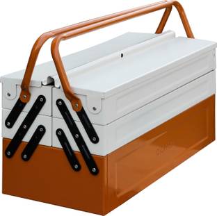 Plantex High Grade Metal Kit for Home and Garage 5 Compartment (Brown & Ivory) Tool Box