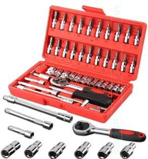 REVA TK0046 46 Pieces Socket Wrench Set with 1/4 inch Screwdriver Drive Socket Tool Box