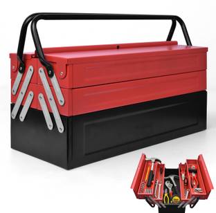 IMPULSE High Grade Metal Tool Box for Tools/Tool Kit Box for Home and Garage/Tool Box Without Tools-5 Compartment(Red & Black) Powder Coated Tool Box