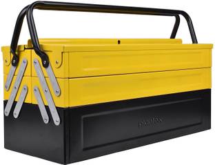 Plantex High Grade Metal Tool Box for Tools/Tool Kit Box for Home and Garage/Tool Box Without Tools-5 Compartment(Yellow & Black) Powder Coated Tool Box