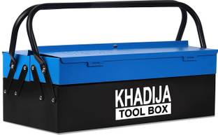 Khadija TB03BB METAL BUILT 3 COMPARTMENT DOUBLE HANDLE LARGE STORAGE 45 KGS CARRING CAPACITY Tool Box with Tray