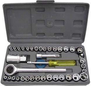 NEXSS New Combination 40 Pcs Socket Wrench Set Sleeve Screwdriver Hardware Kit Tool Box