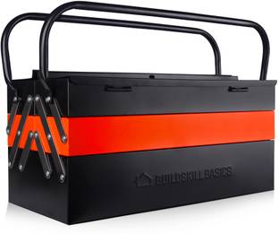 BUILDSKILL BITB185 18" Metal tool box kit | 5 compartments | lock system | rust-resistant & durable Tool Box with Tray