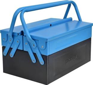 Plantex Metal Tool Kit Box for Garage/Tool Box Without Tools-3 Compartment (Blue&Black) Empty Tools Box/Ideal Tool Box for Home Use/Tool Kit Box for Home and Garage Tool Box